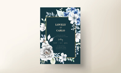 Naklejka na ściany i meble elegant wedding invitation card with beautiful floral wreath