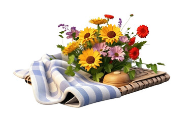 3D cartoon Blossom Bliss Picnic Blanket on isolated background