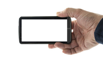 male hand with mobile phone mockup concept