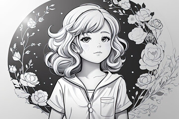 Fototapeta premium coloring book girl