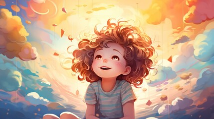 2D illustration colorfull depicting the concept of mental health, generative ai