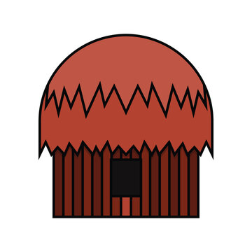 Rumah adat honai or onai, traditional house from papua indonesia, cartoon style vector illustration isolated on white