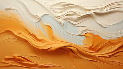 Obraz premium Abstract of White and Light Yellow Acrylic Liquid Painting Thick Wavy Background