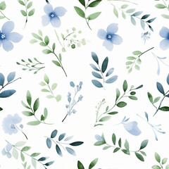 seamless watercolor pattern  nature element,leaf and flower