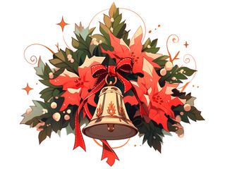 Bell Ornament in Christmas.Generative Ai