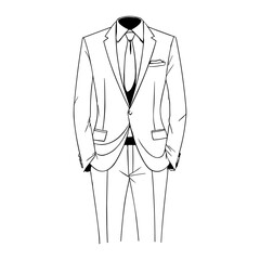Men's notch lapel Blazer Jacket suit flat sketch fashion illustration technical drawing with front and back view.
