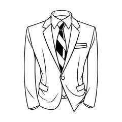 Men's notch lapel Blazer Jacket suit flat sketch fashion illustration technical drawing with front and back view.
