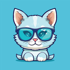vector cute  cat  on white background