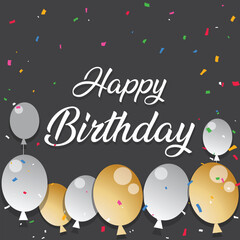 Free vector flat golden circle and balloons birthday background