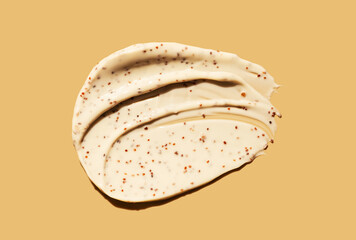 Scrub skin care cosmetic caramel beige background isolated