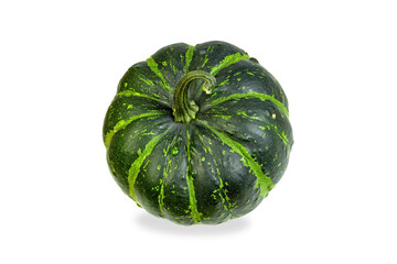 Striped green pumpkin isolated on white background. Halloween decor element