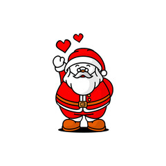 Vector cartoon of santa claus and love sign