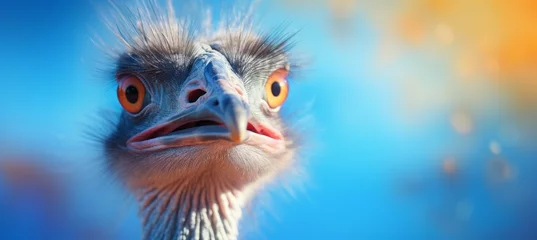 Rolgordijnen Closeup ostrich. Generative AI technology. © Hero Design