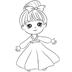 Cute girl wearing traditional outfit, little princess