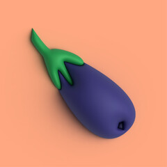 3d eggplant on bright background, healthy food