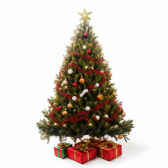 Fototapeta na wymiar christmas tree with presents on white background