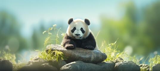 Wildlife panda. Generative AI technology.