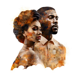 African American couple painting representing Black History Month. Generative ai. 