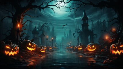 halloween pumpkins spooky halloween theme banner background