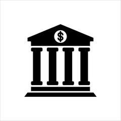 Bank building, bank icon, vector illustration isolated on white background