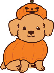 Outlined Halloween Toy Poodle illustration sitting front view