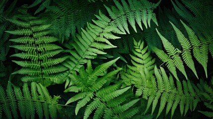 Fototapeta na wymiar Delicate fern fronds subtly positioned on a serene ground. 