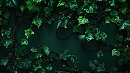 Delicate ivy tendrils weaving from the bottom. Backgrounds graphics design.  - obrazy, fototapety, plakaty