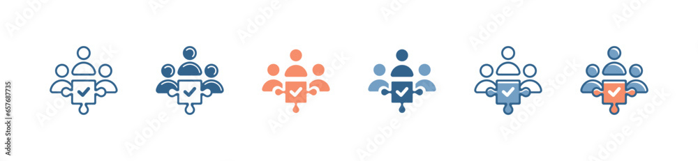 Aufkleber approved teamwork creative solution jigsaw puzzle piece icon vector business team problem solving wi