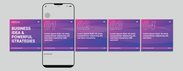 Set of Linkedin Carousel Post, editable social media Instagram carousel post, modern and creative business carousel post template, eps 10. © Graphaxil