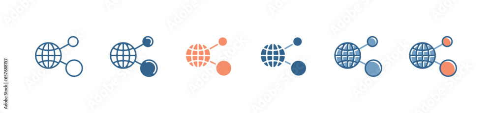 Poster global social network connection icon vector business partner meeting media community online and digital marketing group link symbol illustration for web and app template design