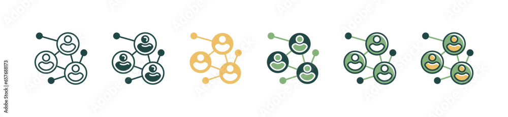 Poster network business connection online community circle link icon vector communication hub global social