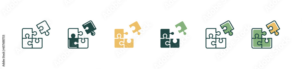 Fototapete simple jigsaw puzzle connect match game goal icon vector business mission problem solution idea strategy symbol illustration game challenge solving for web and app