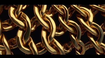 golden cuban chains twist like snakes top view wide.Generative AI