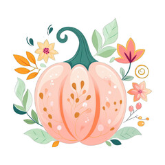 Whimsical pastel pumpkin, isolated on white background