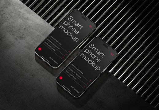 Dark Smartphone Mockup for App UI and Mobile Design