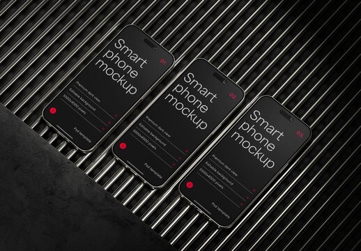 Dark Smartphone Mockup for App UI and Mobile Design