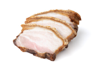 crispy pork belly or deep fried pork isolated on white background