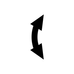 Dual semi circle arrow. Vector illustration. Semicircular curved wide short double ended arrow.	