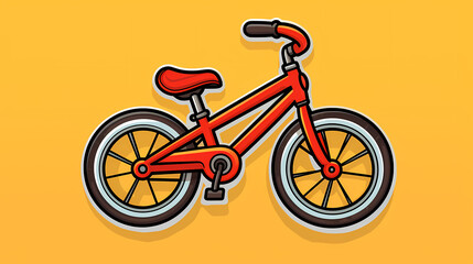 Cute Red Bike Sticker: Outline cartoon Design