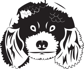Cartoon Black and White Illustration Vector Of A Badly Drawn Puppy Dogs Face and Head