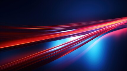 Red blue light trail isolated background. AI generated image - obrazy, fototapety, plakaty
