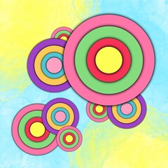 The 1990s 3D background is a vibrant masterpiece, bursting with nostalgia. It features a kaleidoscope of bold, neon colors, reminiscent of the era's pop culture.