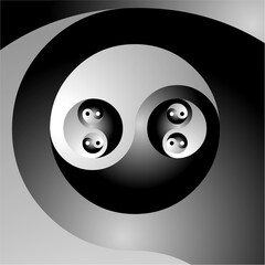 Symboles du Yin Yang entremêlés 