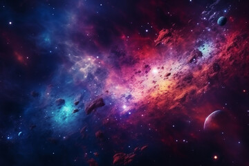Fototapeta na wymiar Planets and galaxy, science fiction wallpaper. Beauty of deep space. Billions of galaxies in the universe Cosmic art background