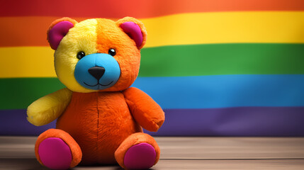 Realistic Teddy Bear Featuring LGBT Colors