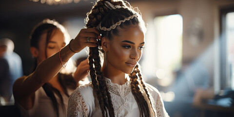 Fashionable african american woman with dreadlocks hairstyle. - obrazy, fototapety, plakaty