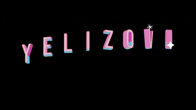 Bright letters jump merrily in the inscription YELIZOVO city. Retro. Alpha channel black. Looped from frame 120 to 240, Alpha BW at the end