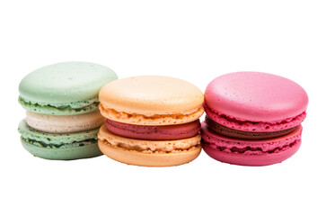 Group of macaron png, isolated on transparent background, french cakes pastel, macaroons cut-out
