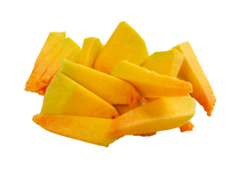 Chopped Pumpkin Isolated, Sweet Winter Squash, Cut Acorn Pumpkins