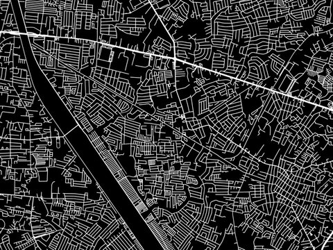 Vector road map of the city of  Cainta in the Philippines with white roads on a black background.